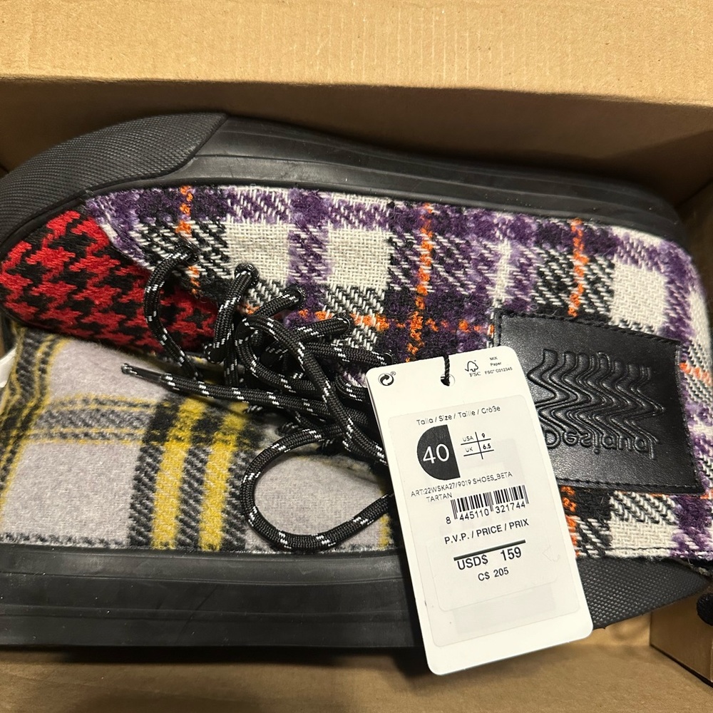 desigual boots, size 9, multi colored plaid